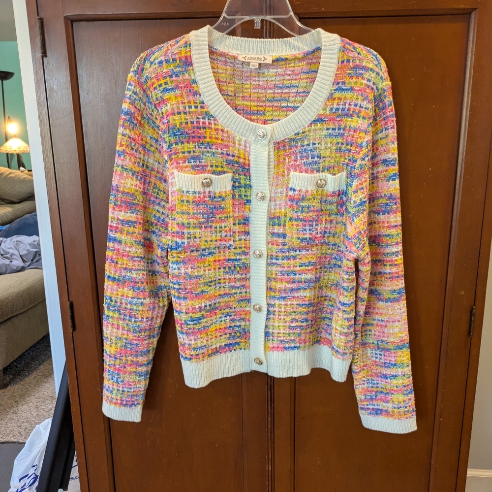 LIKE NEW brightly Colored Preppy Cardigan Nanette Lepore